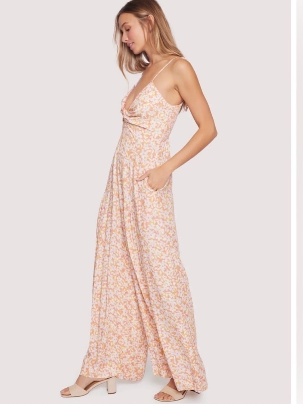 Lost + Wander Coastal Daisies Jumpsuit | Small | Boho Floral Wide Leg